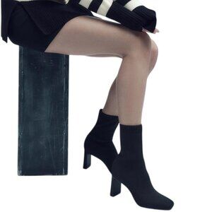 Zara Womens High-Heeled Black Fabric Ankle Boots Size 8 US 39 EUR New w/Tags